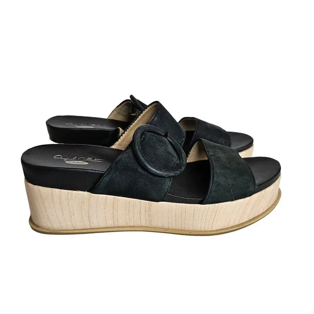 Dr. Scholls Brooklyn Platform Sandal Black Suede Women's 6.5